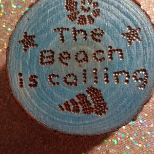 Wood burned beach coasters